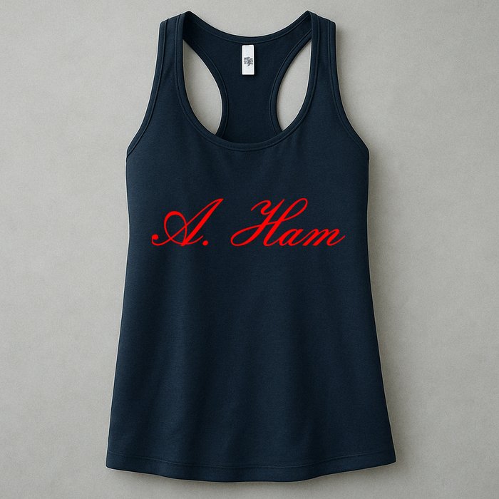 Alexander Hamilton A. Ham Red Script Logo Womens Tank Top