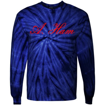 Alexander Hamilton A. Ham Red Script Logo Tie-Dye Long Sleeve Shirt