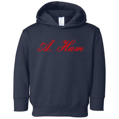 Alexander Hamilton A. Ham Red Script Logo Toddler Hoodie