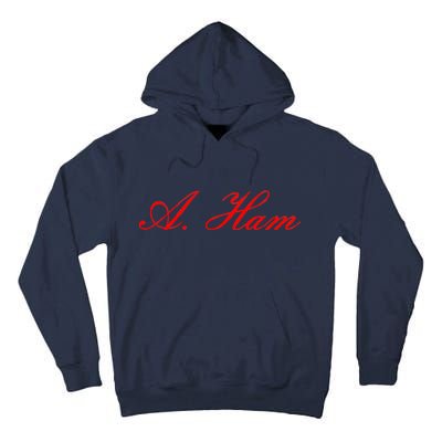 Alexander Hamilton A. Ham Red Script Logo Tall Hoodie