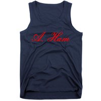 Alexander Hamilton A. Ham Red Script Logo Tank Top