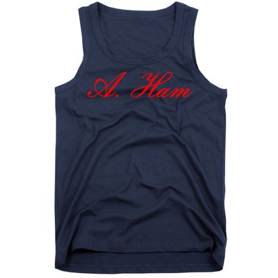 Alexander Hamilton A. Ham Red Script Logo Tank Top