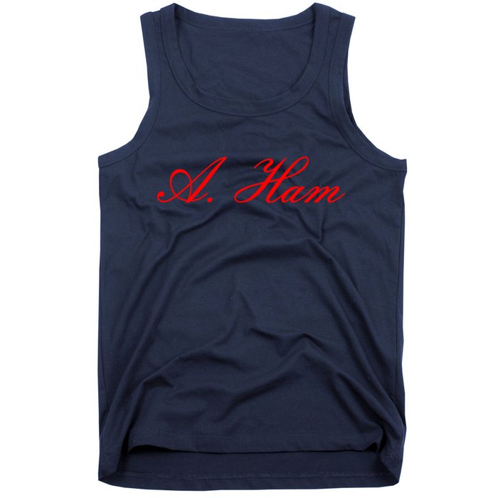 Alexander Hamilton A. Ham Red Script Logo Tank Top