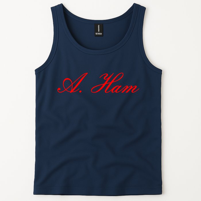Alexander Hamilton A. Ham Red Script Logo Tank Top