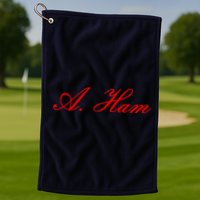 Alexander Hamilton A. Ham Red Script Logo Golf Towel