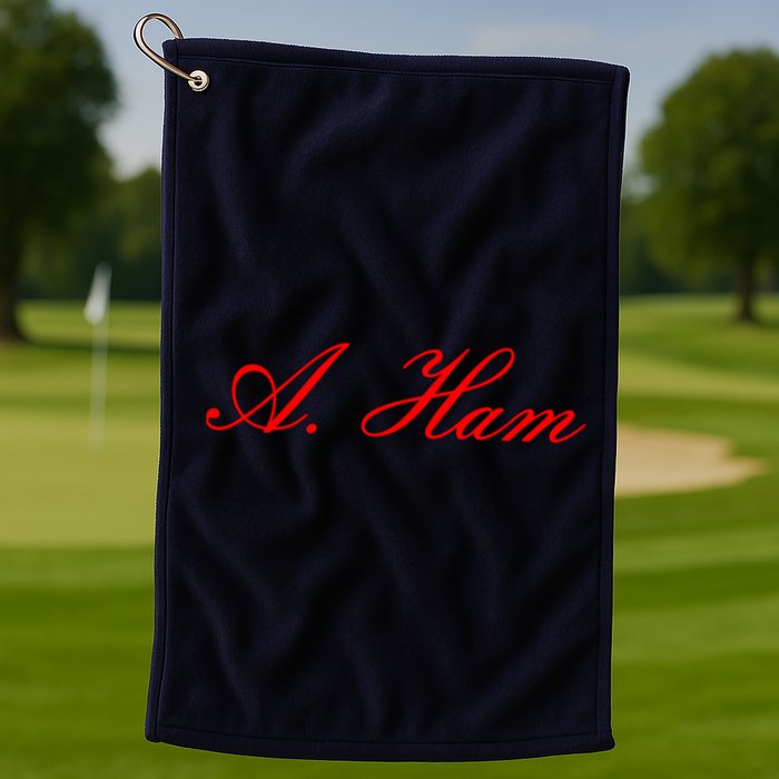 Alexander Hamilton A. Ham Red Script Logo Golf Towel