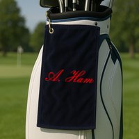 Alexander Hamilton A. Ham Red Script Logo Golf Towel