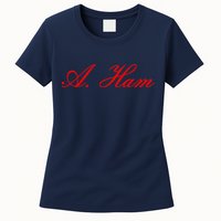 Alexander Hamilton A. Ham Red Script Logo Womens T-Shirt