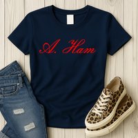 Alexander Hamilton A. Ham Red Script Logo Womens T-Shirt