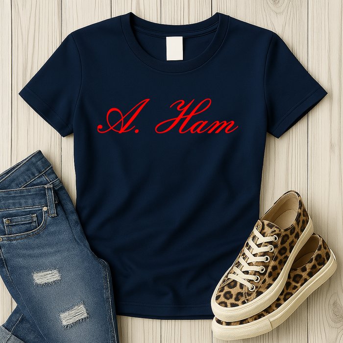 Alexander Hamilton A. Ham Red Script Logo Womens T-Shirt