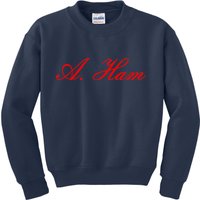 Alexander Hamilton A. Ham Red Script Logo Kids Sweatshirt
