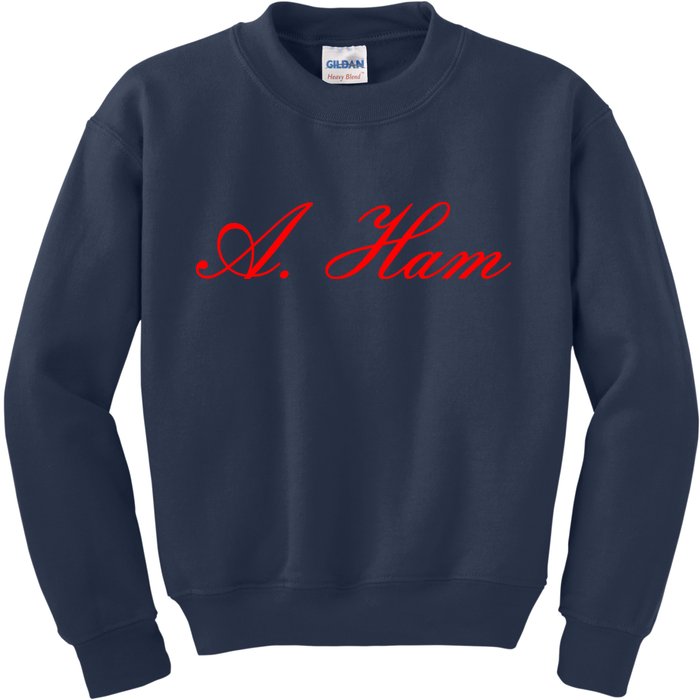 Alexander Hamilton A. Ham Red Script Logo Kids Sweatshirt