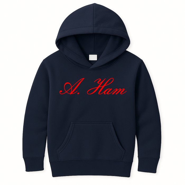 Alexander Hamilton A. Ham Red Script Logo Kids Hoodie
