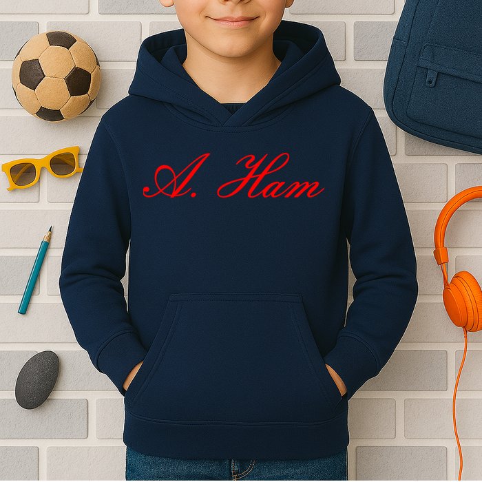 Alexander Hamilton A. Ham Red Script Logo Kids Hoodie