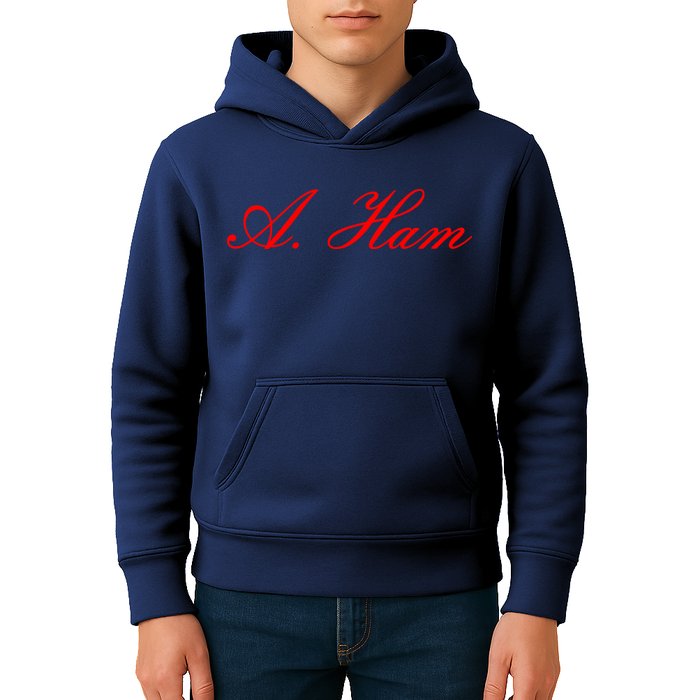 Alexander Hamilton A. Ham Red Script Logo Kids Hoodie
