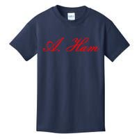 Alexander Hamilton A. Ham Red Script Logo Kids T-Shirt