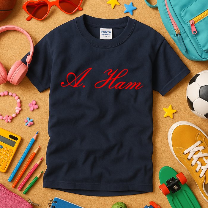 Alexander Hamilton A. Ham Red Script Logo Kids T-Shirt