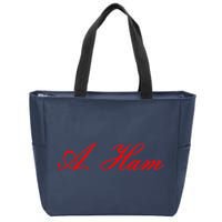 Alexander Hamilton A. Ham Red Script Logo Zip Tote Bag