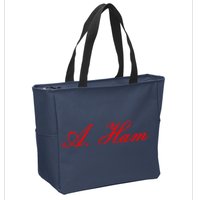 Alexander Hamilton A. Ham Red Script Logo Zip Tote Bag