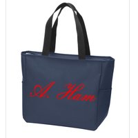 Alexander Hamilton A. Ham Red Script Logo Zip Tote Bag