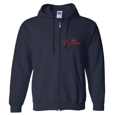 Alexander Hamilton A. Ham Red Script Logo Full Zip Hoodie