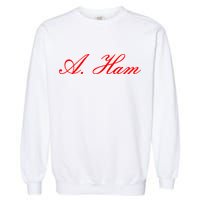 Alexander Hamilton A. Ham Red Script Logo Garment-Dyed Sweatshirt