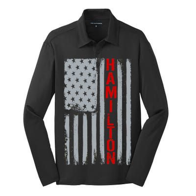 Alexander Hamilton American Vintage Flag Silk Touch Performance Long Sleeve Polo