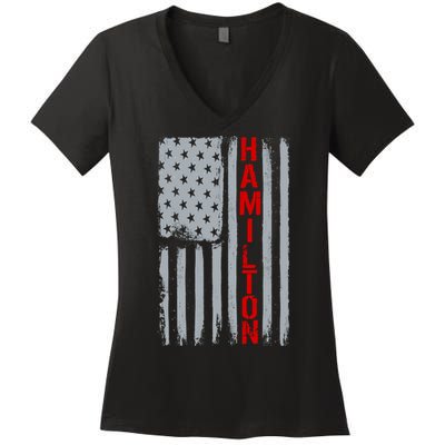 Alexander Hamilton American Vintage Flag Women's V-Neck T-Shirt