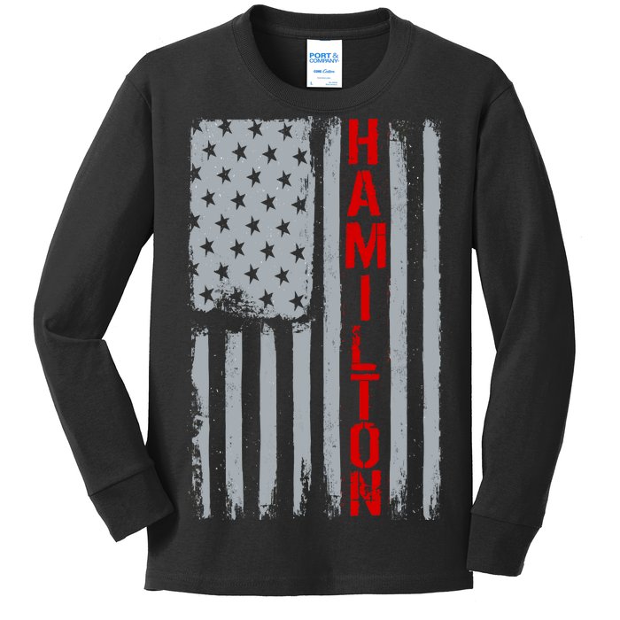 Alexander Hamilton American Vintage Flag Kids Long Sleeve Shirt