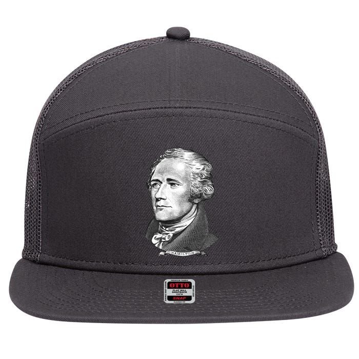 Alexander Hamilton Big Face Portrait A. Ham 7 Panel Mesh Trucker Snapback Hat