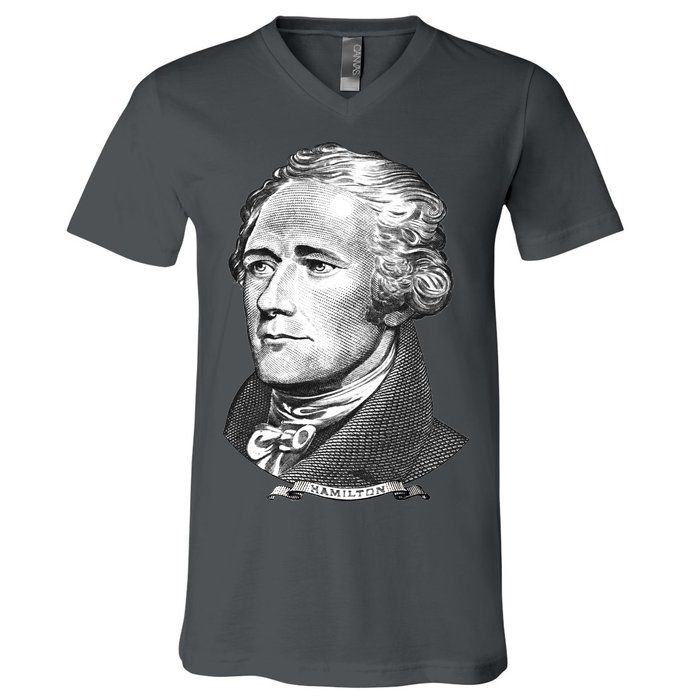 Alexander Hamilton Big Face Portrait A. Ham V-Neck T-Shirt