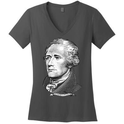 Alexander Hamilton Big Face Portrait A. Ham Women's V-Neck T-Shirt