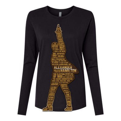 Alexander Hamilton Golden Statue Womens Cotton Relaxed Long Sleeve T-Shirt