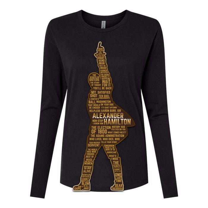 Alexander Hamilton Golden Statue Womens Cotton Relaxed Long Sleeve T-Shirt