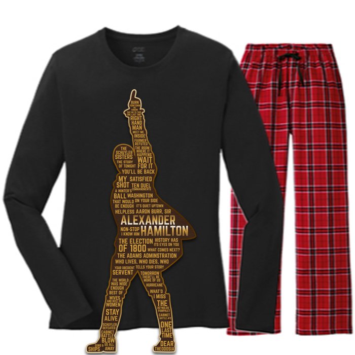 Alexander Hamilton Golden Statue Women's Long Sleeve Flannel Pajama Set 