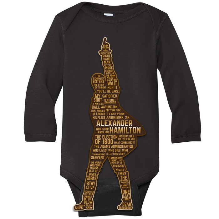 Alexander Hamilton Golden Statue Baby Long Sleeve Bodysuit