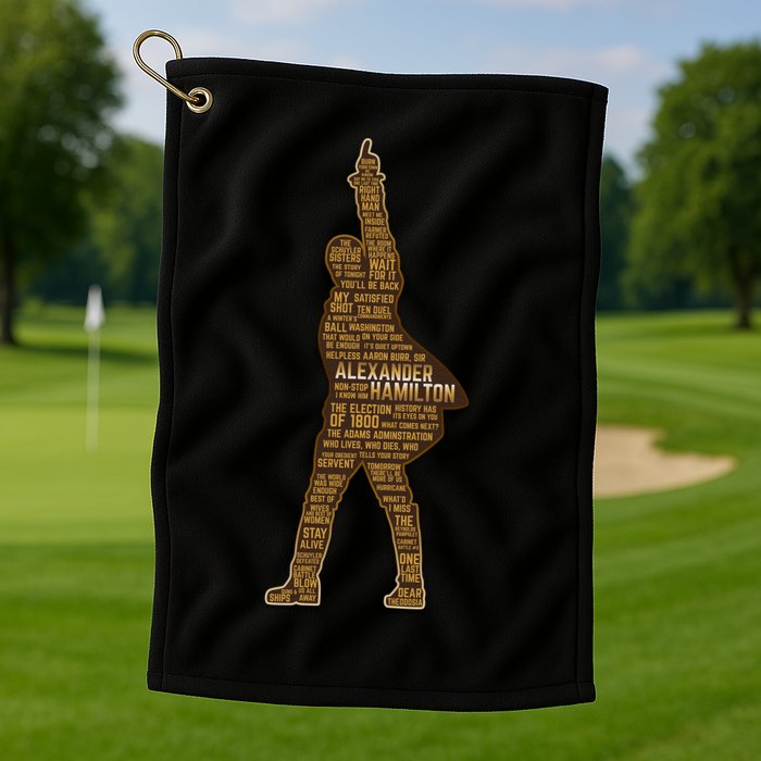 Alexander Hamilton Golden Statue Golf Towel