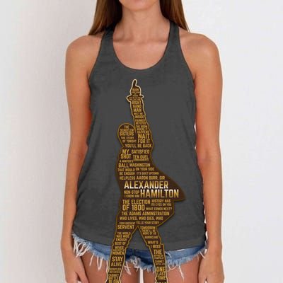 Alexander Hamilton Golden Statue Women's Knotted Racerback Tank