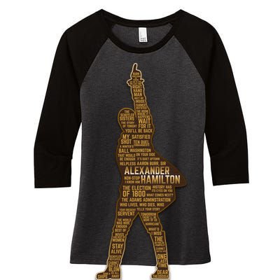 Alexander Hamilton Golden Statue Women's Tri-Blend 3/4-Sleeve Raglan Shirt