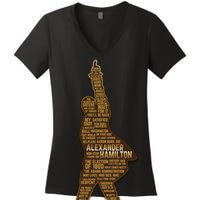 Alexander Hamilton Golden Statue Women's V-Neck T-Shirt