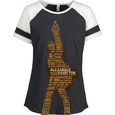 Alexander Hamilton Golden Statue Enza Ladies Jersey Colorblock Tee