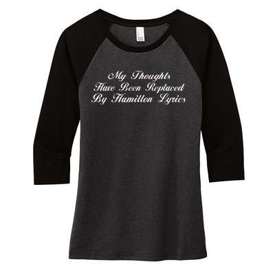 Alexander Hamilton Lyrics Women's Tri-Blend 3/4-Sleeve Raglan Shirt