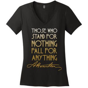 Alexander Hamilton Quote Signature Women's V-Neck T-Shirt