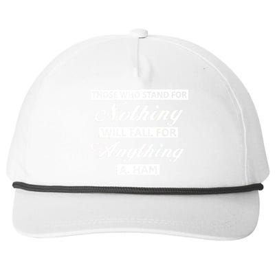 Alexander Hamilton Stand For Nothing Quote Snapback Five-Panel Rope Hat