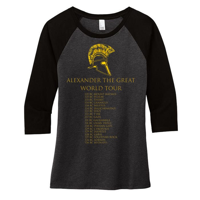 Alexander The Great World Tour Women's Tri-Blend 3/4-Sleeve Raglan Shirt