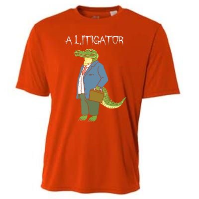 A Litigator Funny Alligator Attorney Alitigator Cooling Performance Crew T-Shirt