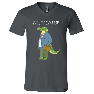 A Litigator Funny Alligator Attorney Alitigator V-Neck T-Shirt