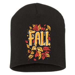 Autumn Leaves Fall Season Theme Short Acrylic Beanie