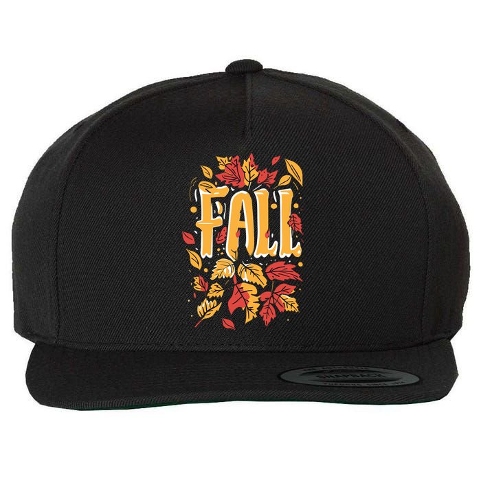 Autumn Leaves Fall Season Theme Wool Snapback Cap