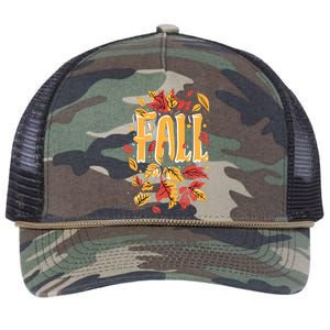 Autumn Leaves Fall Season Theme Retro Rope Trucker Hat Cap